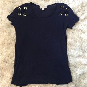 Micheal Kors Navy Top- Gold on Shoulders 👑